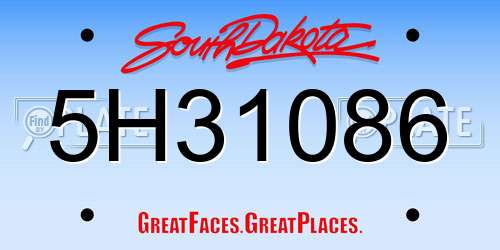 5H31086 South Dakota License Plate