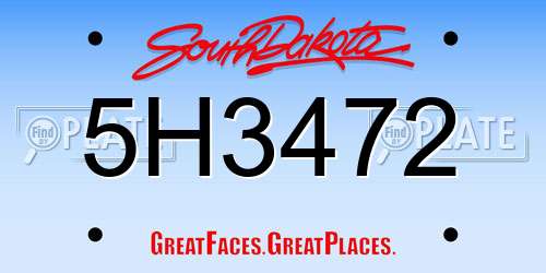5H3472 South Dakota License Plate