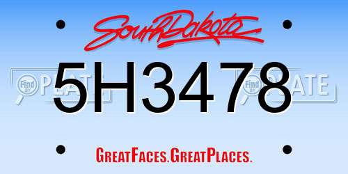 5H3478 South Dakota License Plate