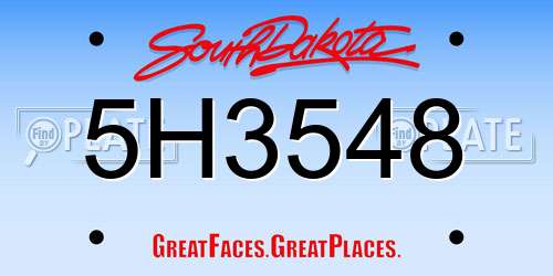 5H3548 South Dakota License Plate