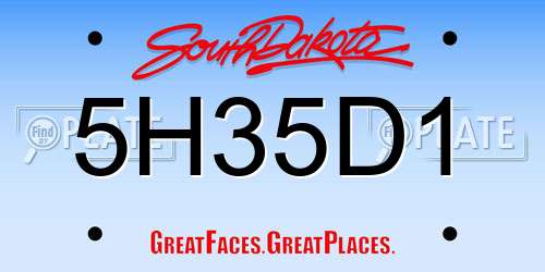 5H35D1 South Dakota License Plate