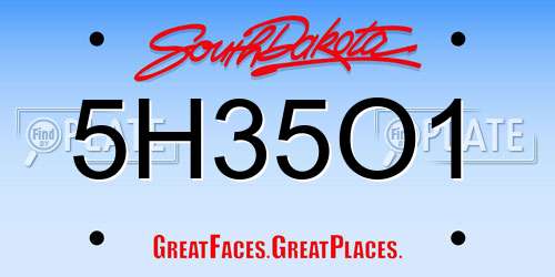 5H35O1 South Dakota License Plate