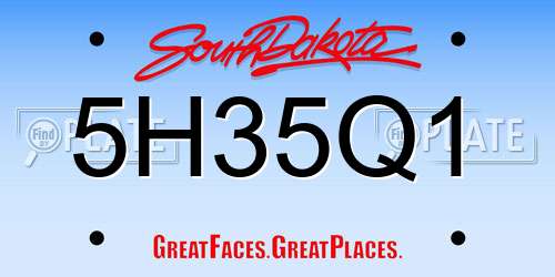 5H35Q1 South Dakota License Plate