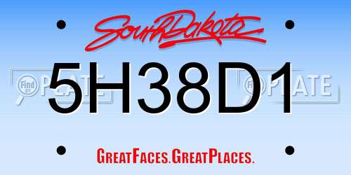 5H38D1 South Dakota License Plate