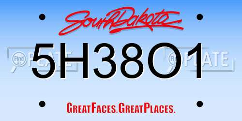 5H38O1 South Dakota License Plate