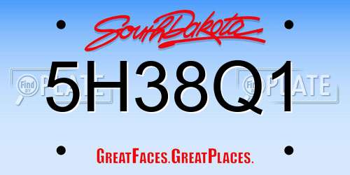 5H38Q1 South Dakota License Plate