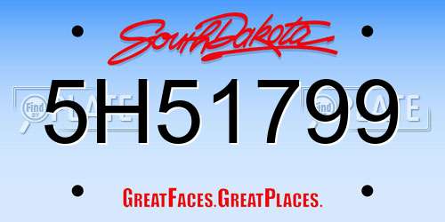 5H51799 South Dakota License Plate