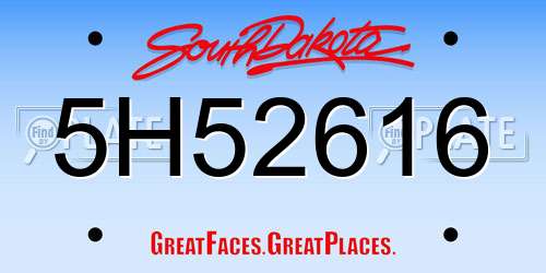 5H52616 South Dakota License Plate