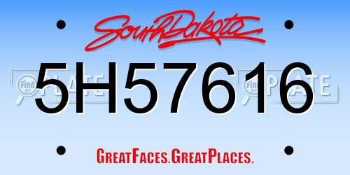 5H57616 South Dakota License Plate