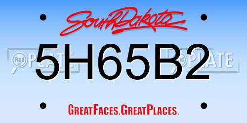 5H65B2 South Dakota License Plate