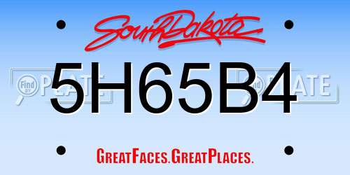 5H65B4 South Dakota License Plate