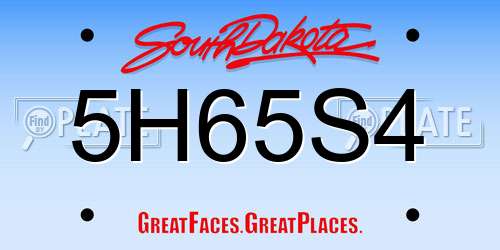 5H65S4 South Dakota License Plate