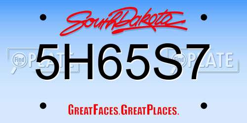 5H65S7 South Dakota License Plate