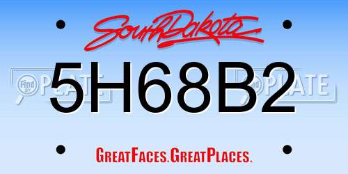 5H68B2 South Dakota License Plate