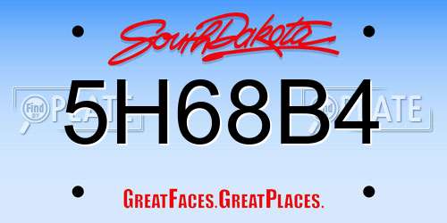 5H68B4 South Dakota License Plate
