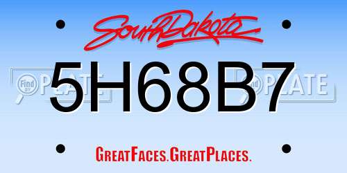 5H68B7 South Dakota License Plate