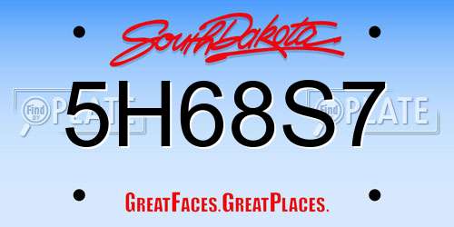 5H68S7 South Dakota License Plate