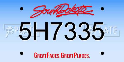 5H7335 South Dakota License Plate