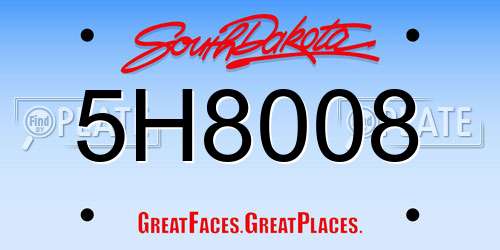5H8008 South Dakota License Plate