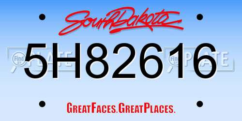 5H82616 South Dakota License Plate