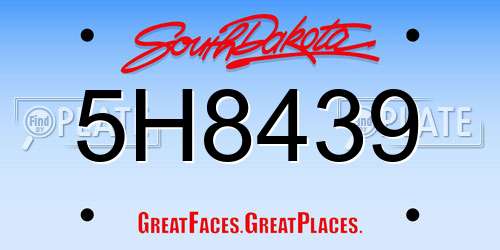 5H8439 South Dakota License Plate