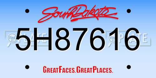 5H87616 South Dakota License Plate