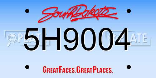 5H9004 South Dakota License Plate