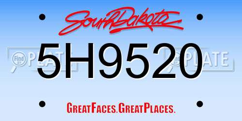 5H9520 South Dakota License Plate