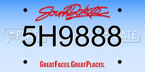 5H9888 South Dakota License Plate