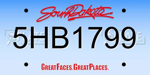 5HB1799 South Dakota License Plate