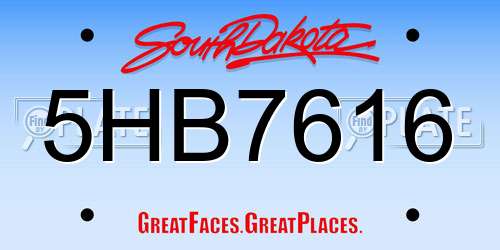 5HB7616 South Dakota License Plate