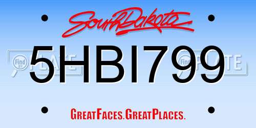 5HBI799 South Dakota License Plate