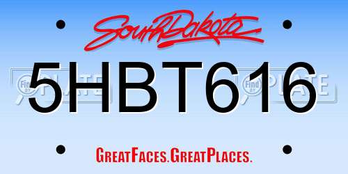 5HBT616 South Dakota License Plate