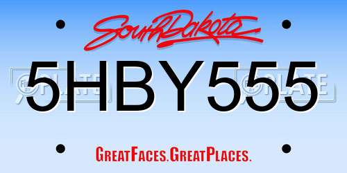 5HBY555 South Dakota License Plate