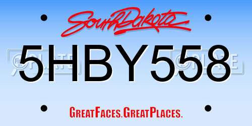 5HBY558 South Dakota License Plate