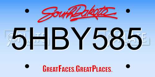 5HBY585 South Dakota License Plate