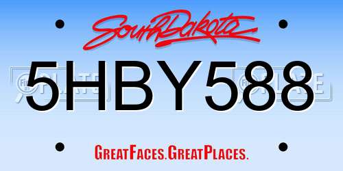 5HBY588 South Dakota License Plate