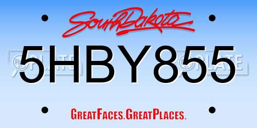 5HBY855 South Dakota License Plate