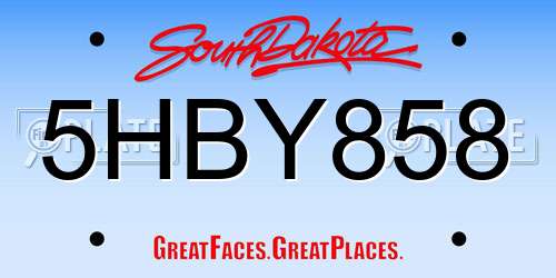 5HBY858 South Dakota License Plate