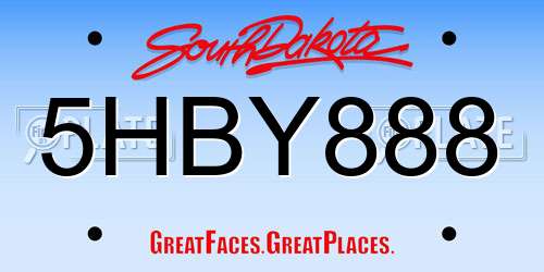 5HBY888 South Dakota License Plate