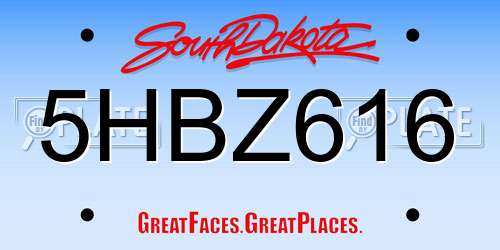 5HBZ616 South Dakota License Plate