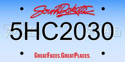 5HC2030 South Dakota License Plate