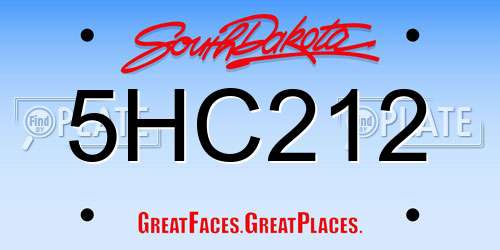 5HC212 South Dakota License Plate