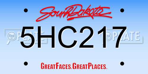 5HC217 South Dakota License Plate