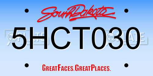 5HCT030 South Dakota License Plate
