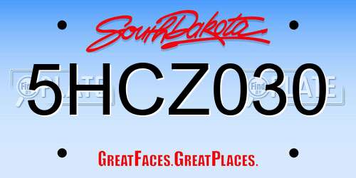 5HCZ030 South Dakota License Plate