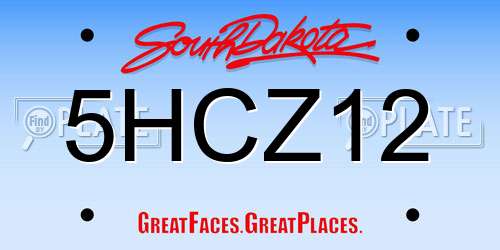 5HCZ12 South Dakota License Plate