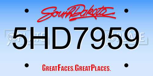 5HD7959 South Dakota License Plate
