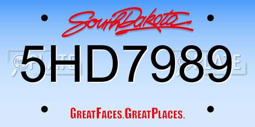 5HD7989 South Dakota License Plate