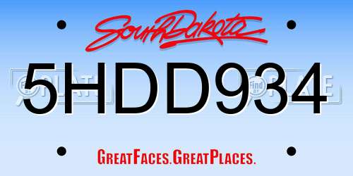 5HDD934 South Dakota License Plate